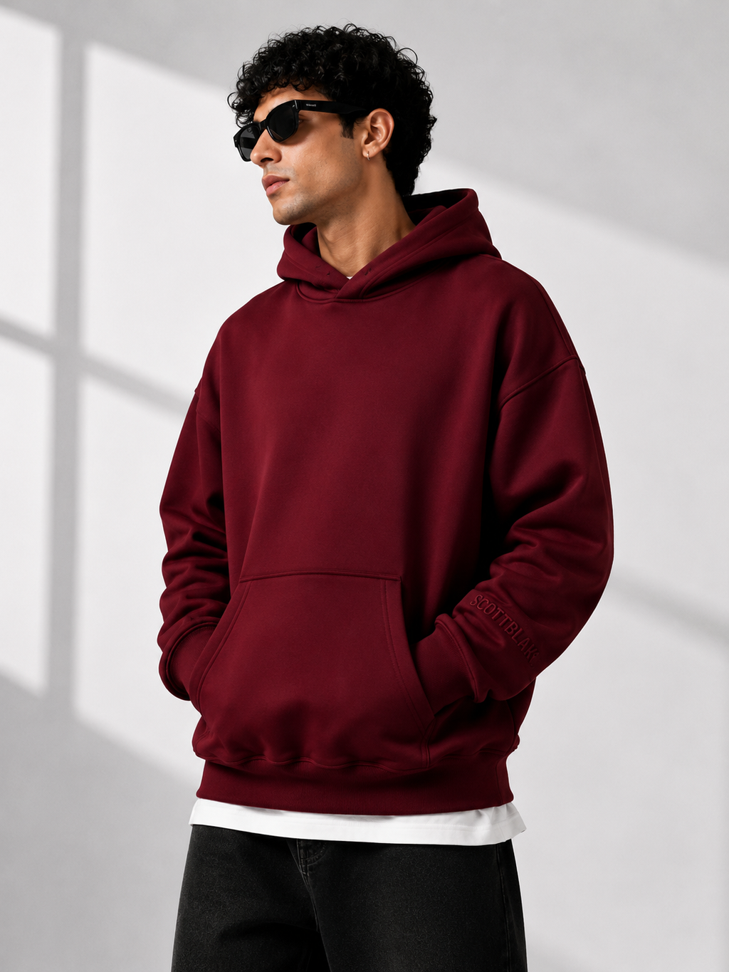 SCOTTBLAK Premium Oversized Maroon Hoodie