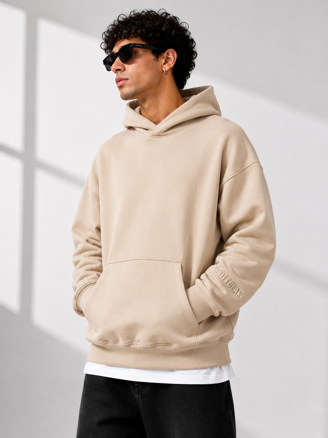 SCOTTBLAK Premium Oversized Beige Hoodie