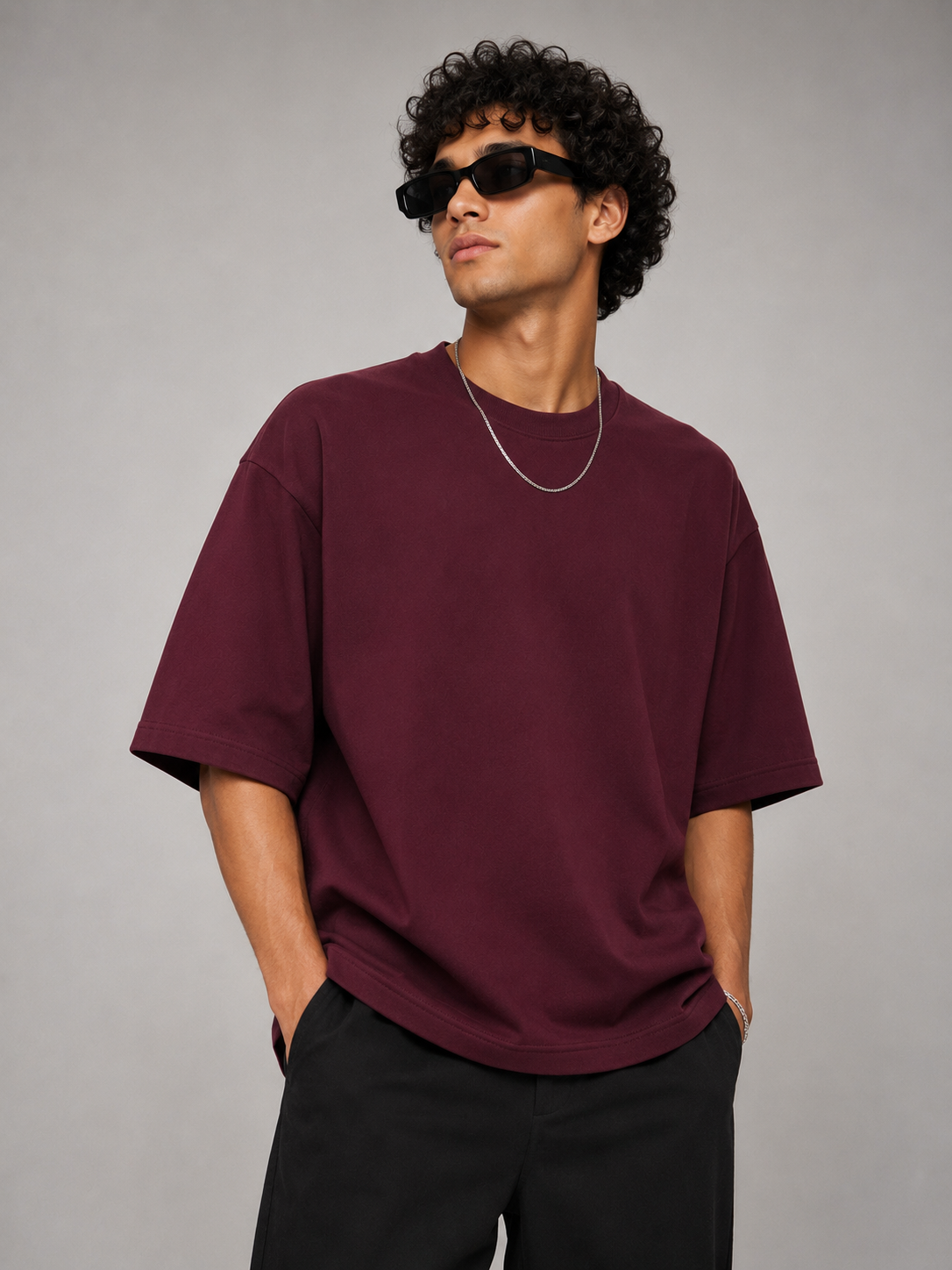 SCOTTBLAK Premium Oversized Dark Maroon T-Shirt