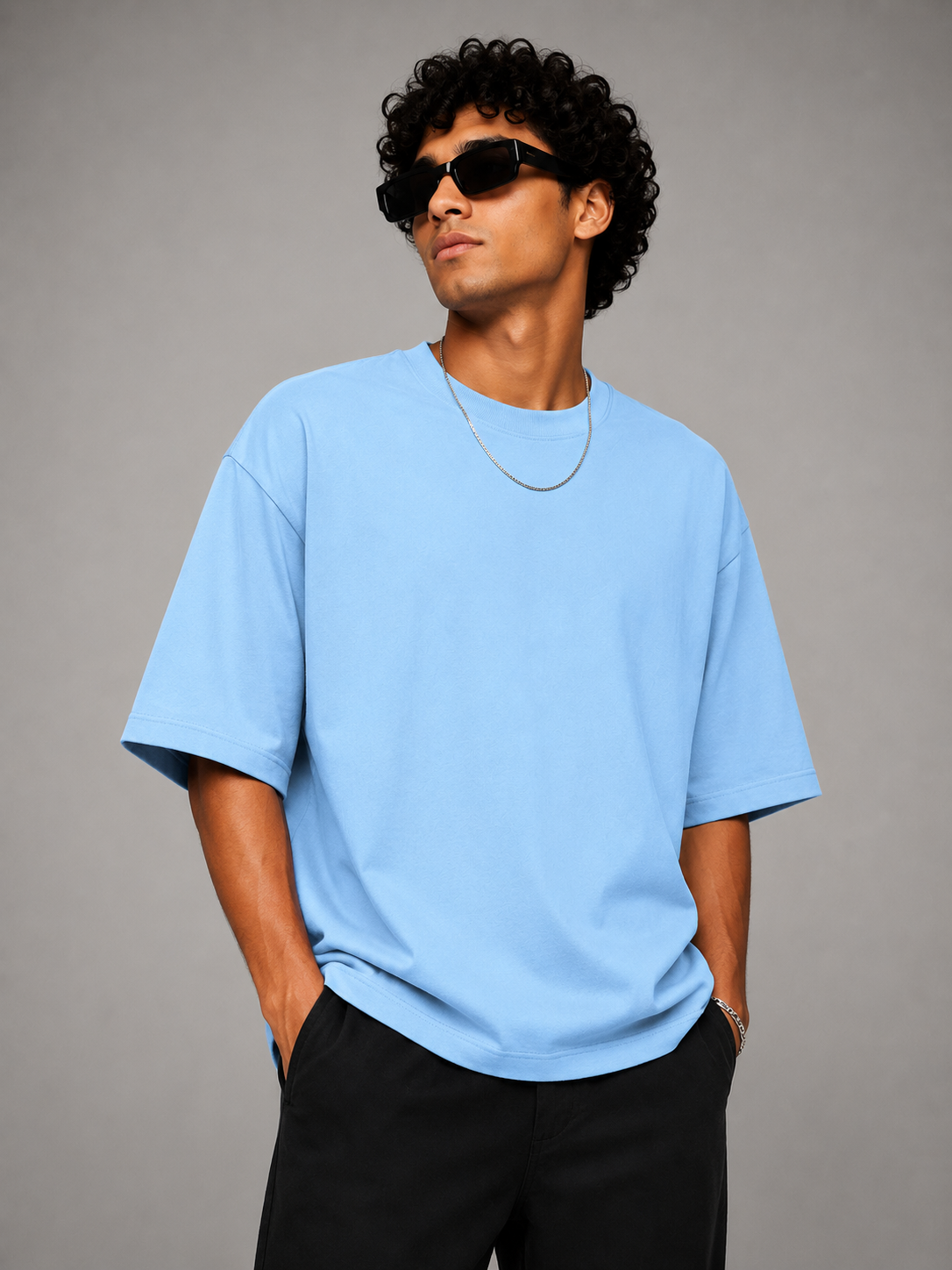 SCOTTBLAK Premium Oversized Sky Blue T-Shirt