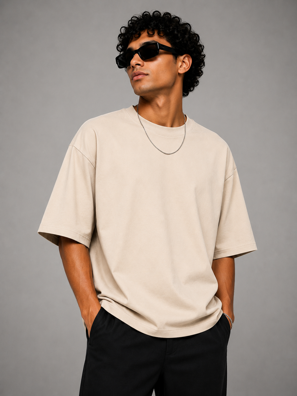 SCOTTBLAK Premium Oversized Beige T-Shirt