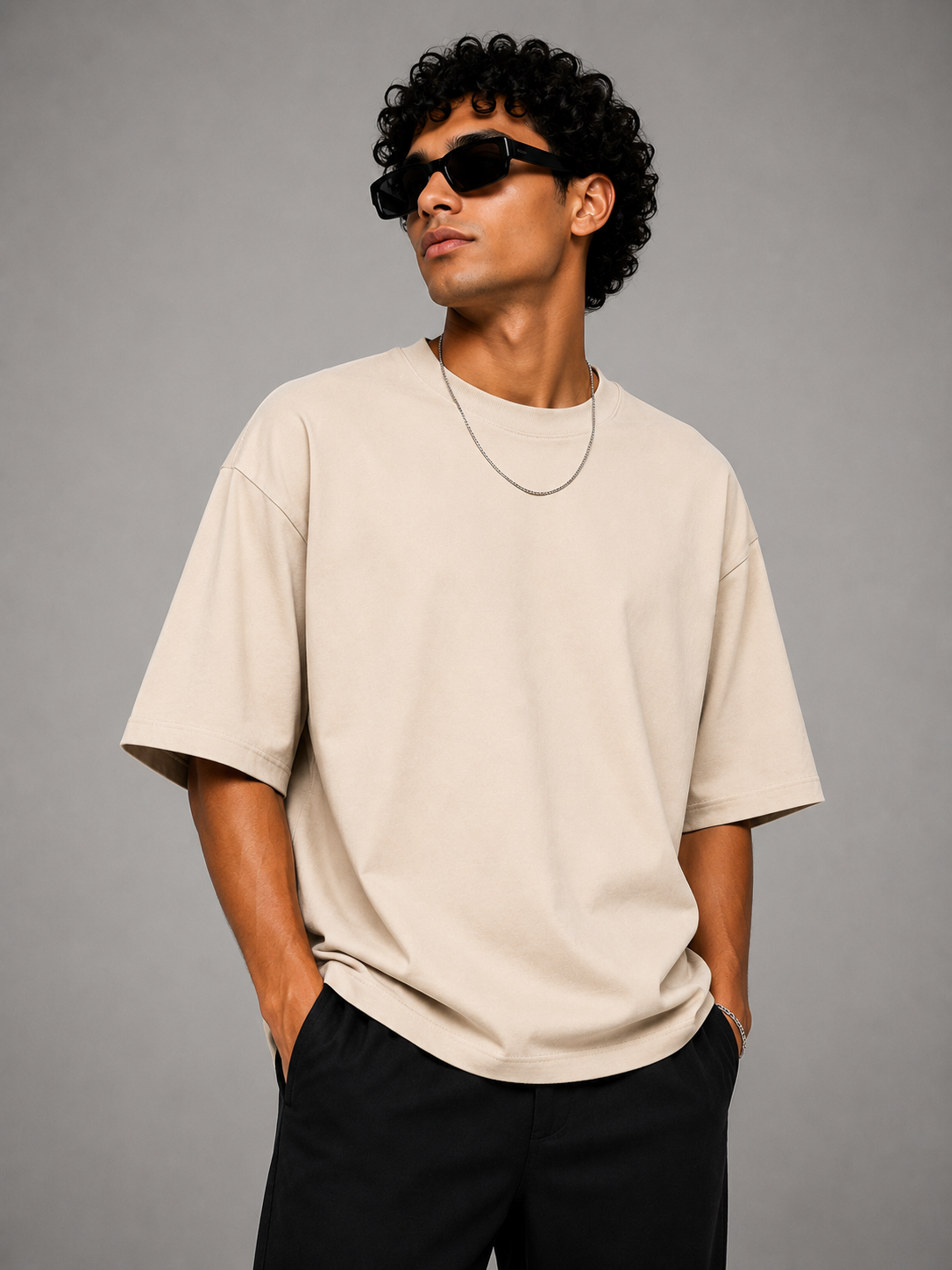 SCOTTBLAK Premium Oversized Beige T-Shirt