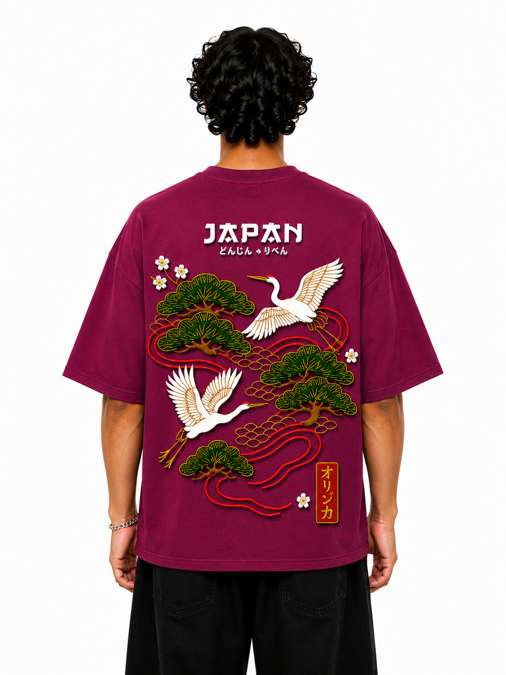 SCOTTBLAK Japan Heritage Oversized Puff Tee – Light Maroon
