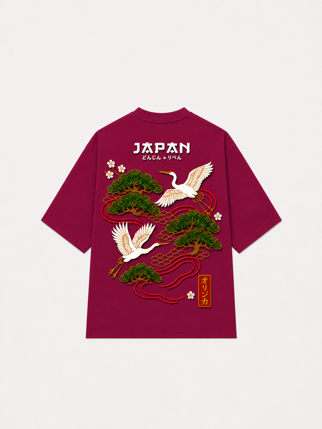 SCOTTBLAK Japan Heritage Oversized Puff Tee – Light Maroon
