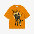 Mustard Yellow Zebra 3D Puff Print Oversized T-Shirt | 240 GSM French Terry Cotton