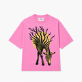 Pink Zebra 3D Puff Print Oversized T-Shirt | 240 GSM French Terry Cotton