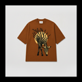Brown Zebra Puff Print Oversized T-Shirt – 240 GSM French Terry Cotton