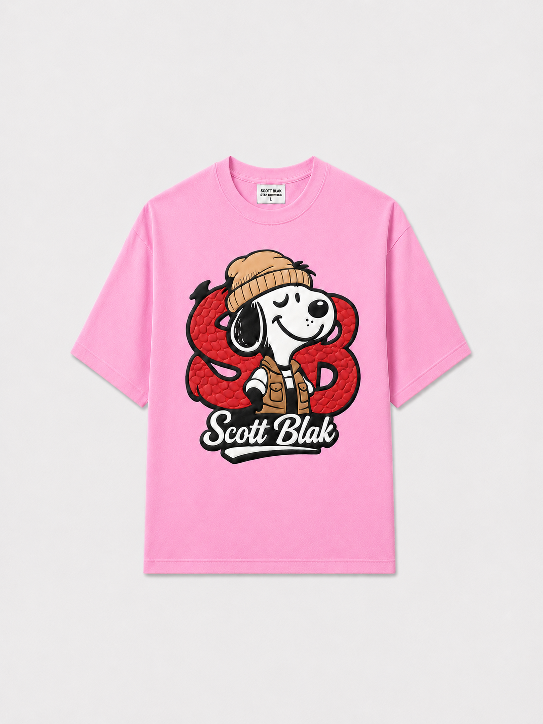 Scott Blak Puff Graphic Oversized T-Shirt – Pink