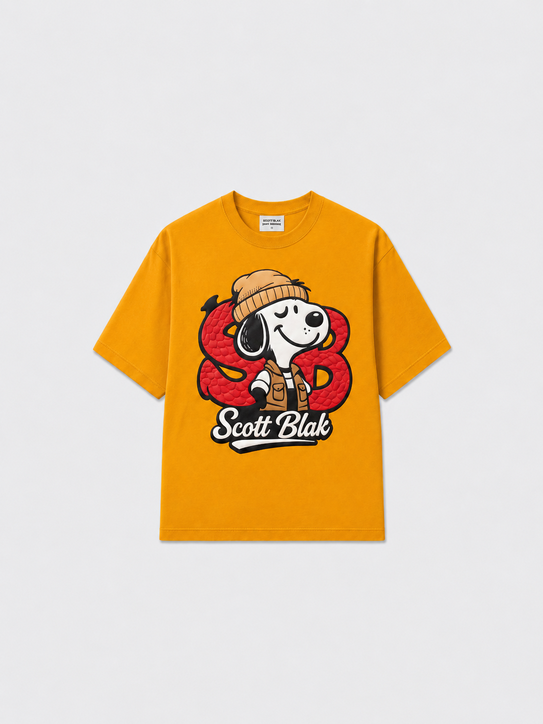 Scott Blak Puff Graphic Oversized T-Shirt – Mustard Yellow