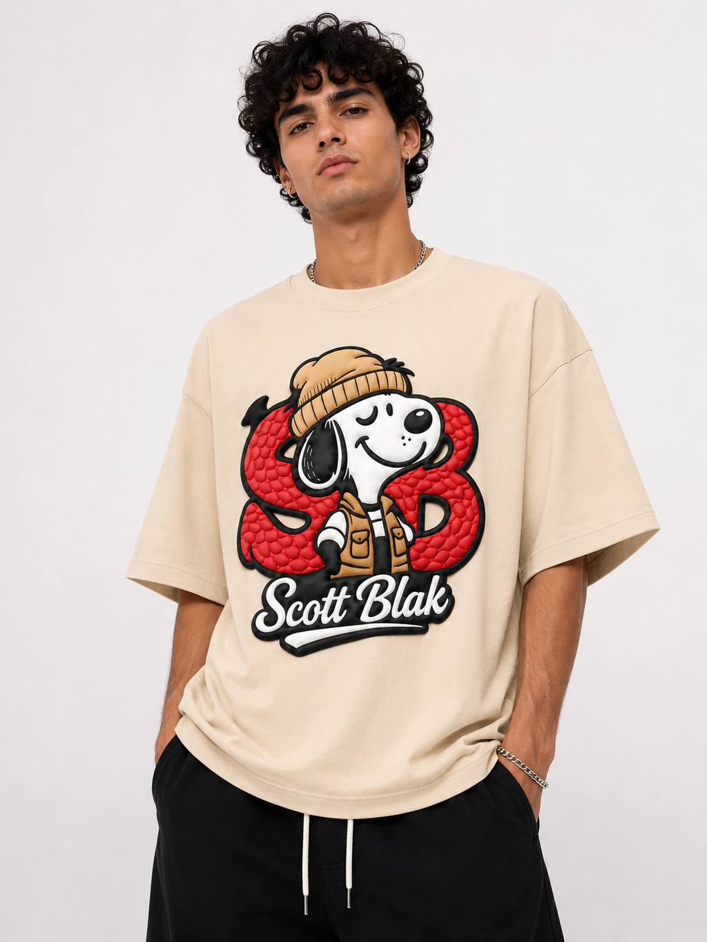 Scott Blak Beige Puff Graphic Tee