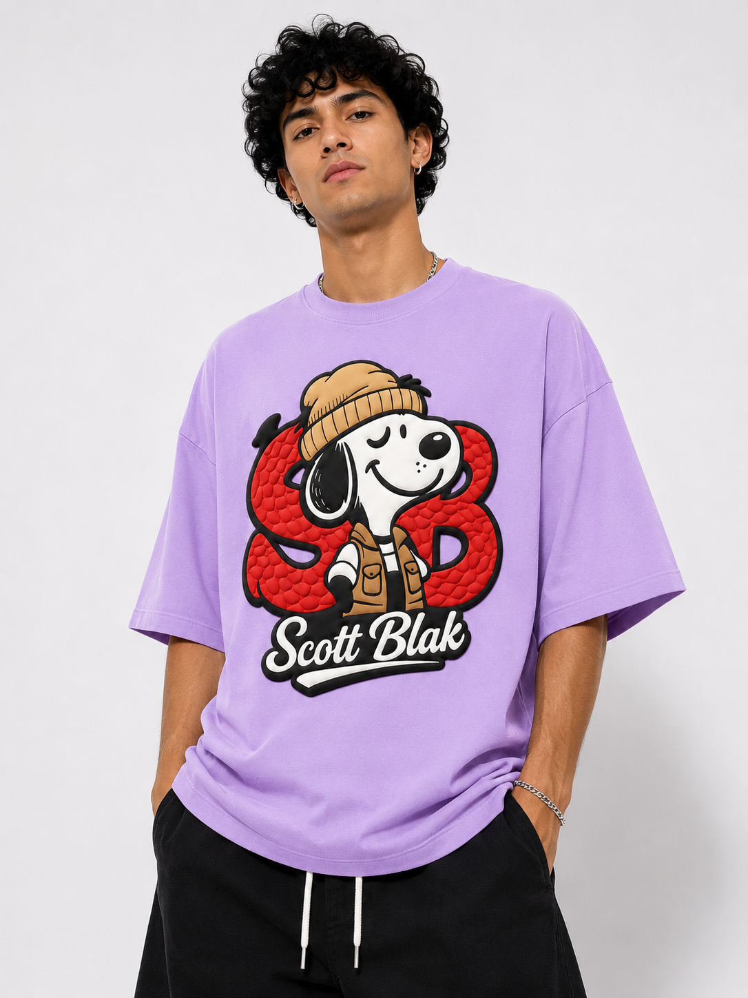 Scott Blak Snoopy Oversized Graphic T-Shirt – Lavender