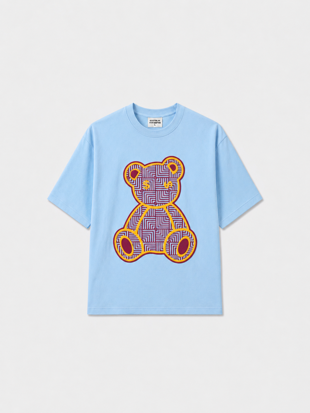 SCOTTBLAK Sky Blue Luxe Puff Bear Oversized Tee
