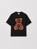 SCOTTBLAK Jet Black Luxe Puff Bear Oversized Tee
