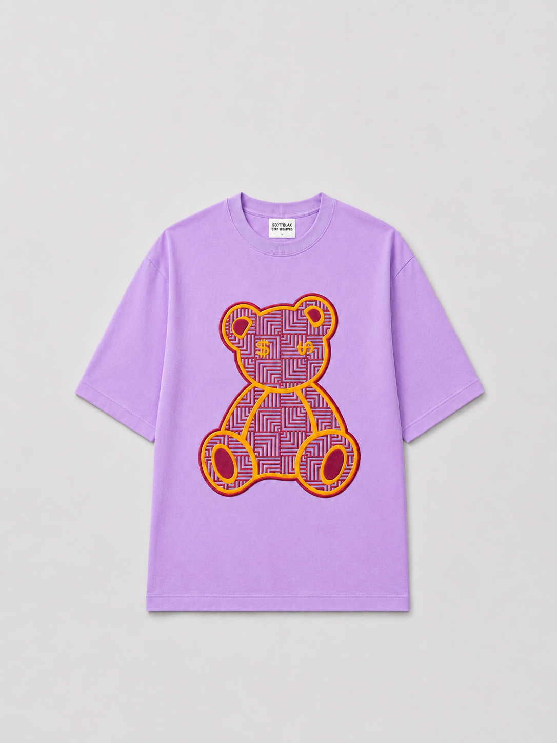 SCOTTBLAK Lavender Luxe Puff Bear Oversized Tee