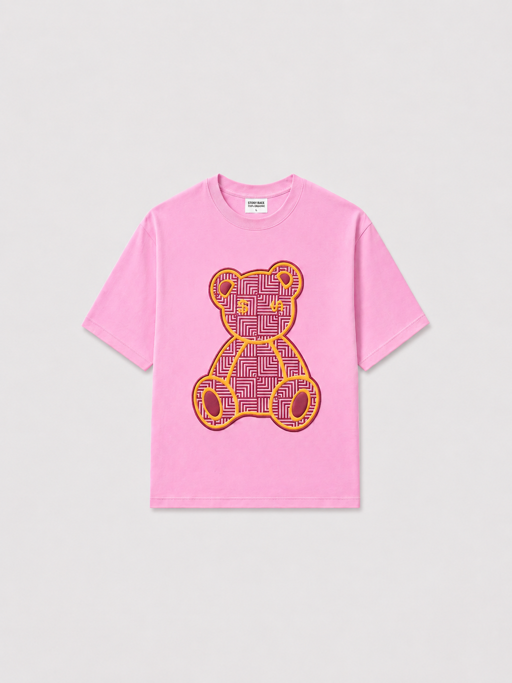 SCOTTBLAK Bubblegum Pink Luxe Puff Bear Oversized Tee