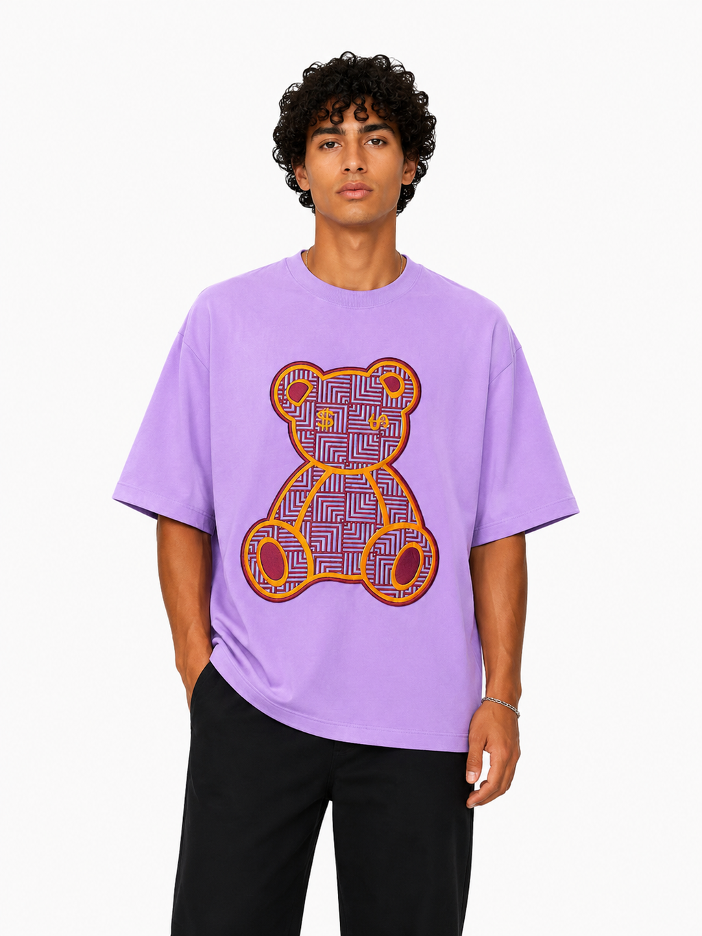 SCOTTBLAK Lavender Luxe Puff Bear Oversized Tee