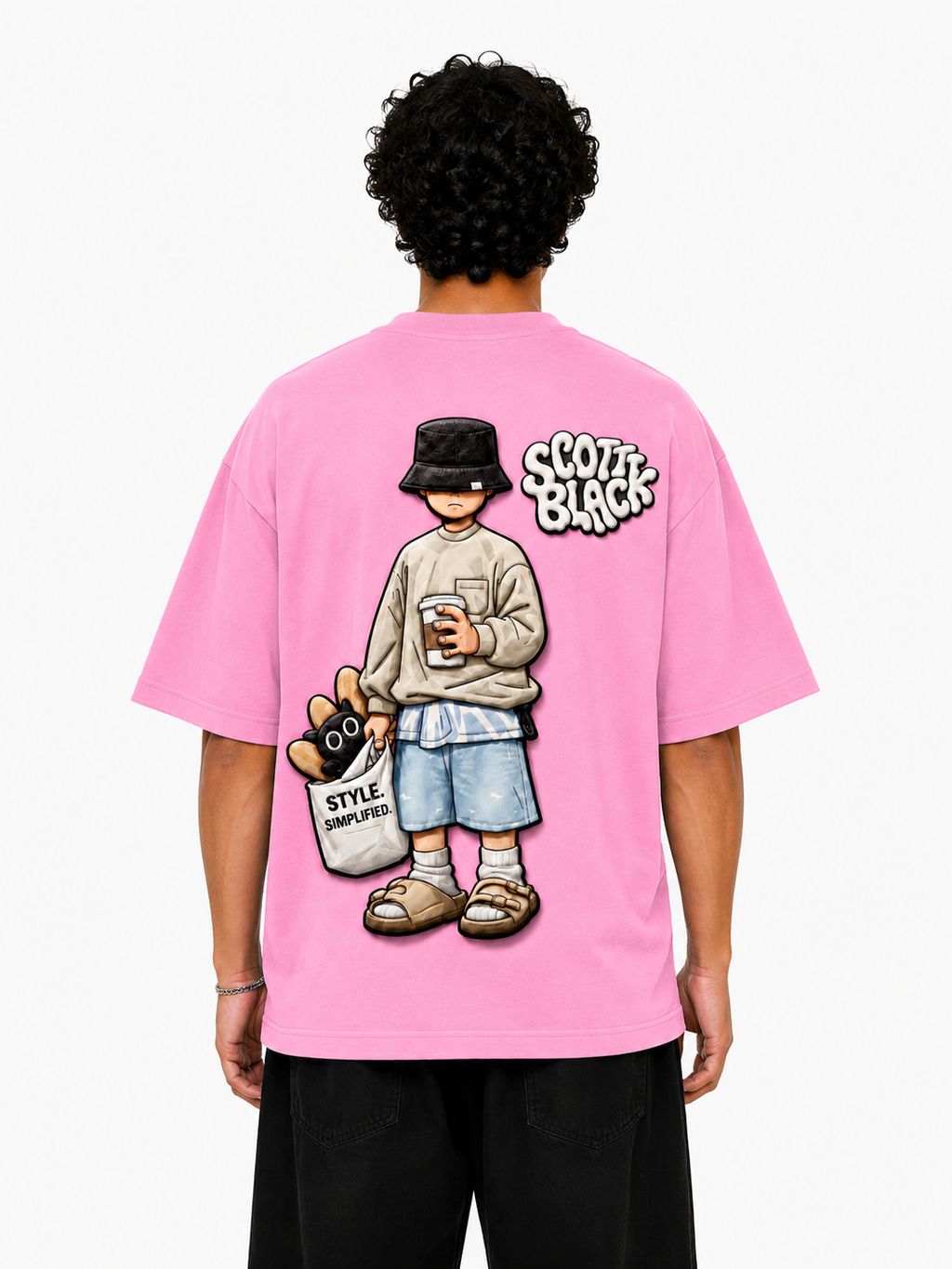 SCOTTBLAK Premium Oversized Puff Tee – Pink