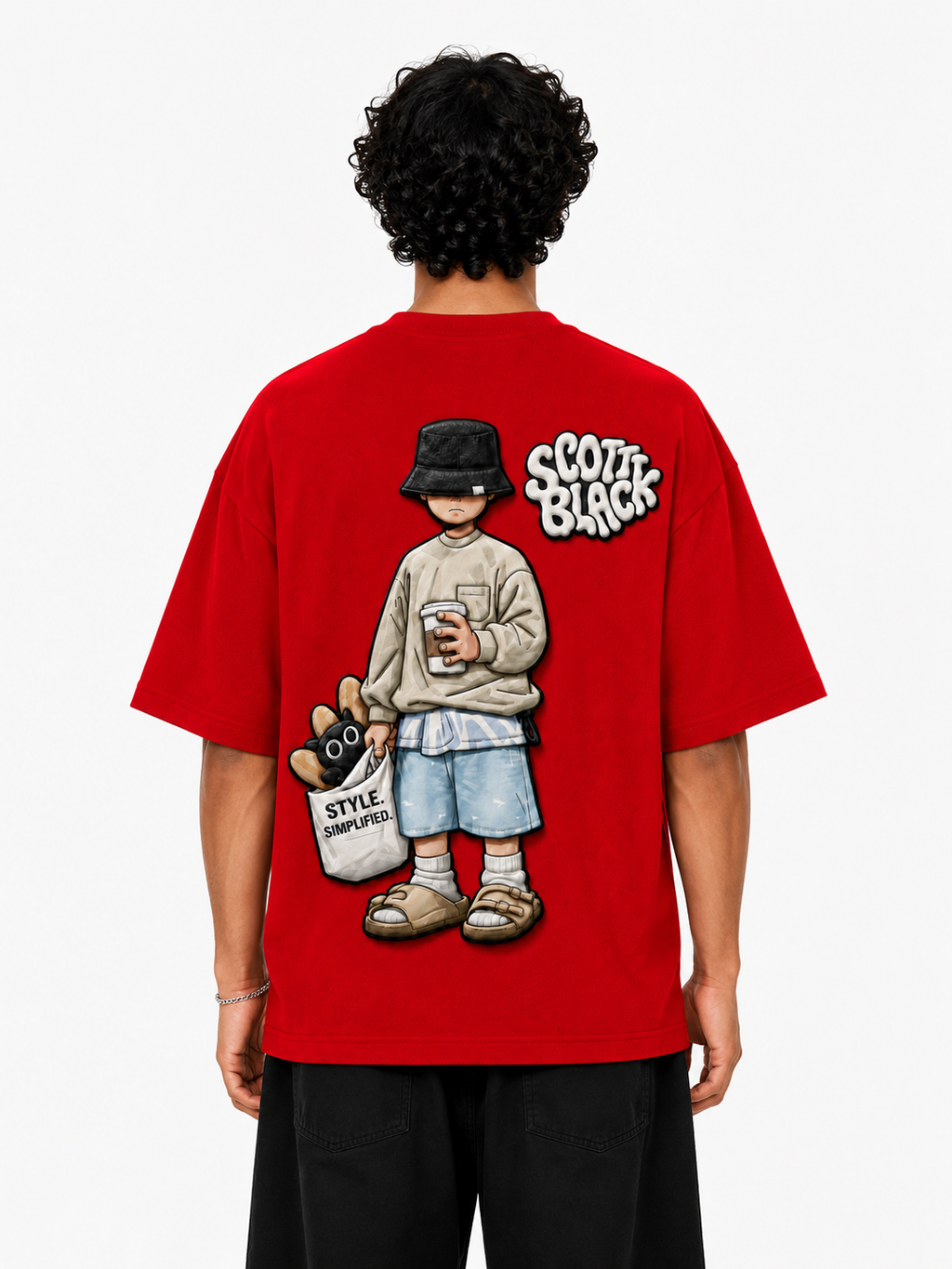 SCOTTBLAK Premium Oversized Puff Tee – Red