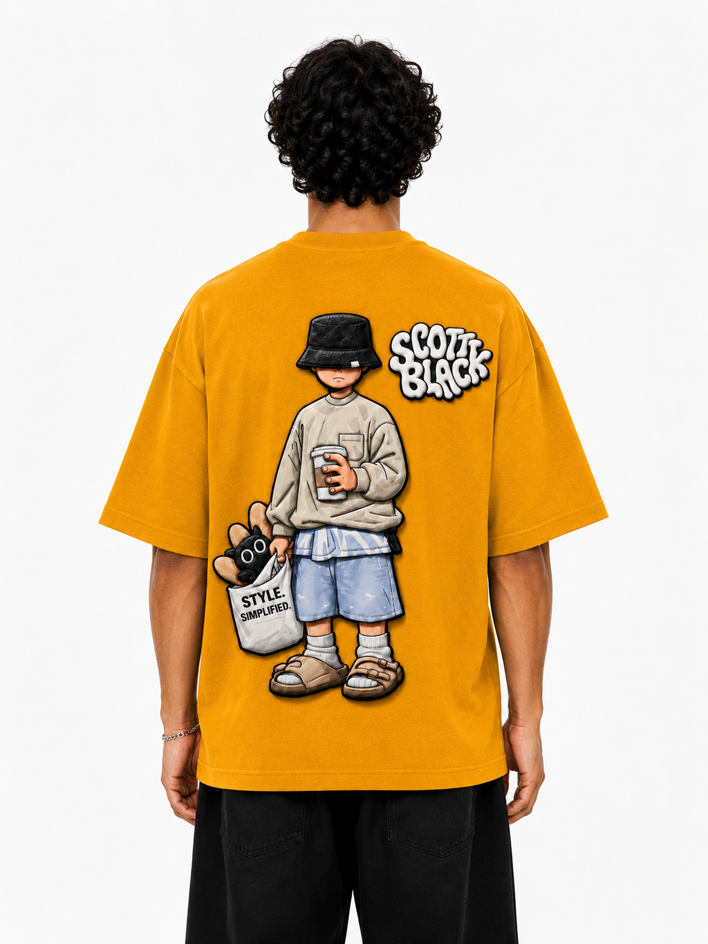SCOTTBLAK Premium Oversized Puff Tee – Mustard Yellow