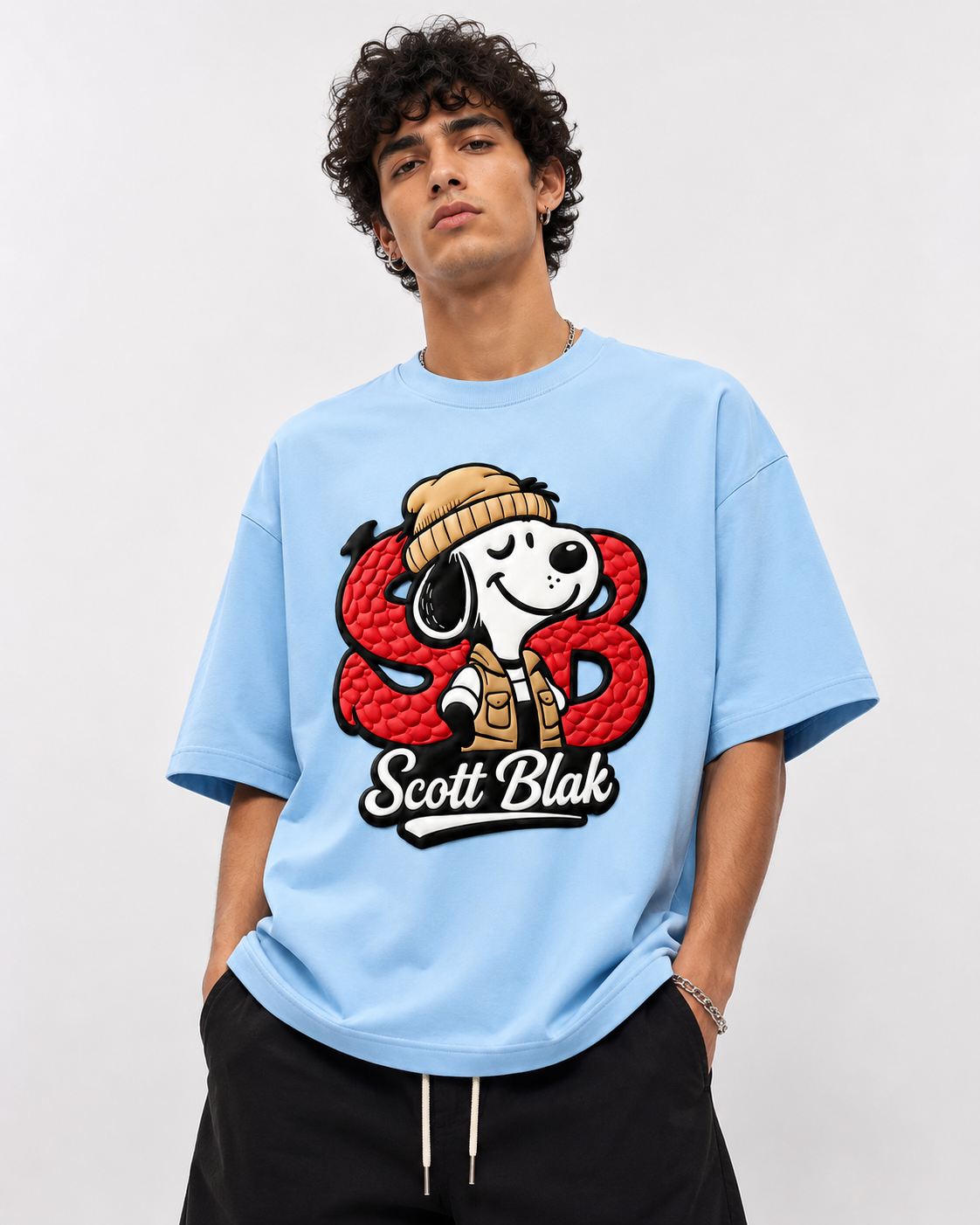 Scott Blak 3D Puff Graphic Tee - Sky Blue