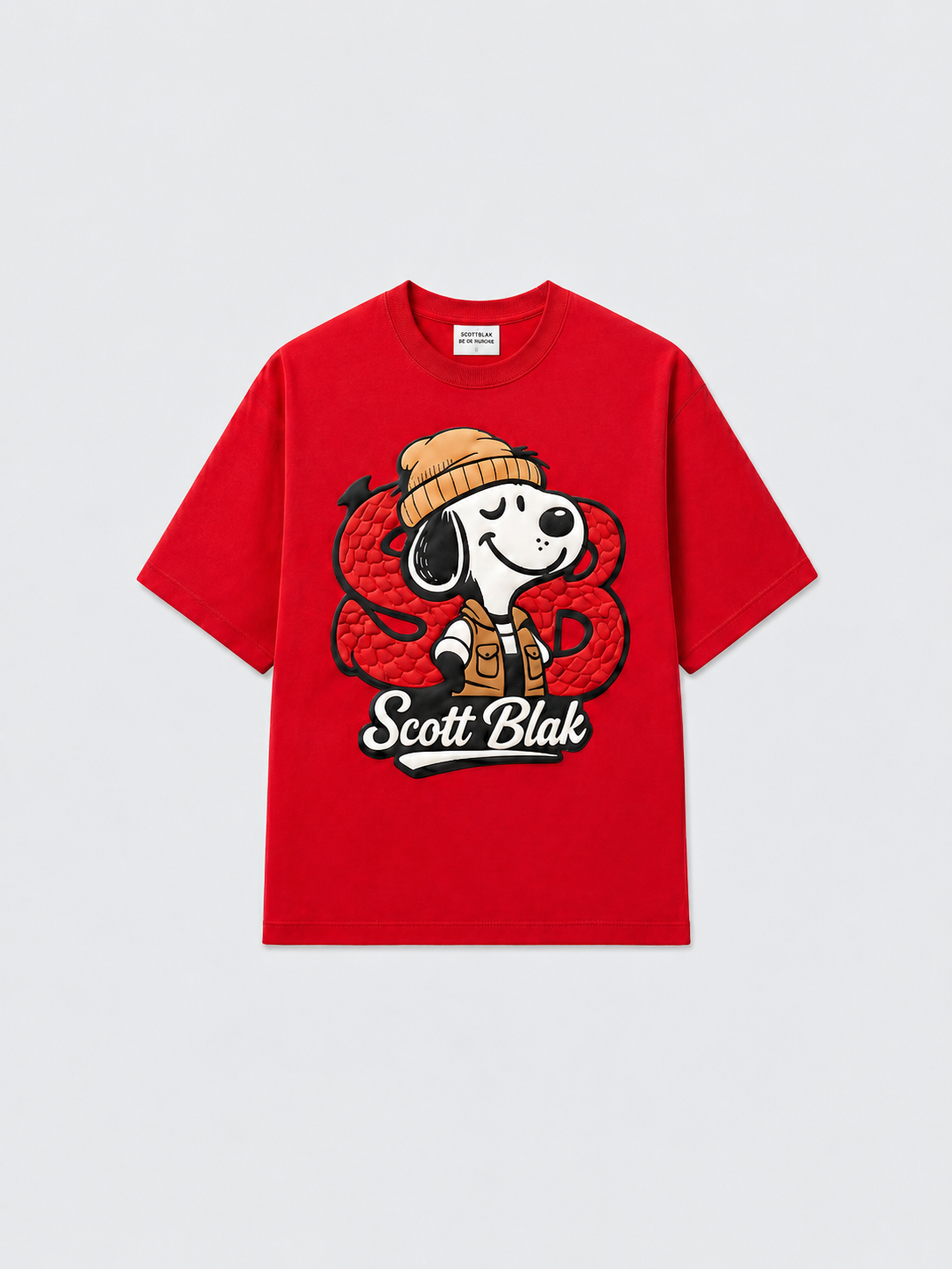 Scott Blak Snoopy Oversized Graphic T-Shirt – Red