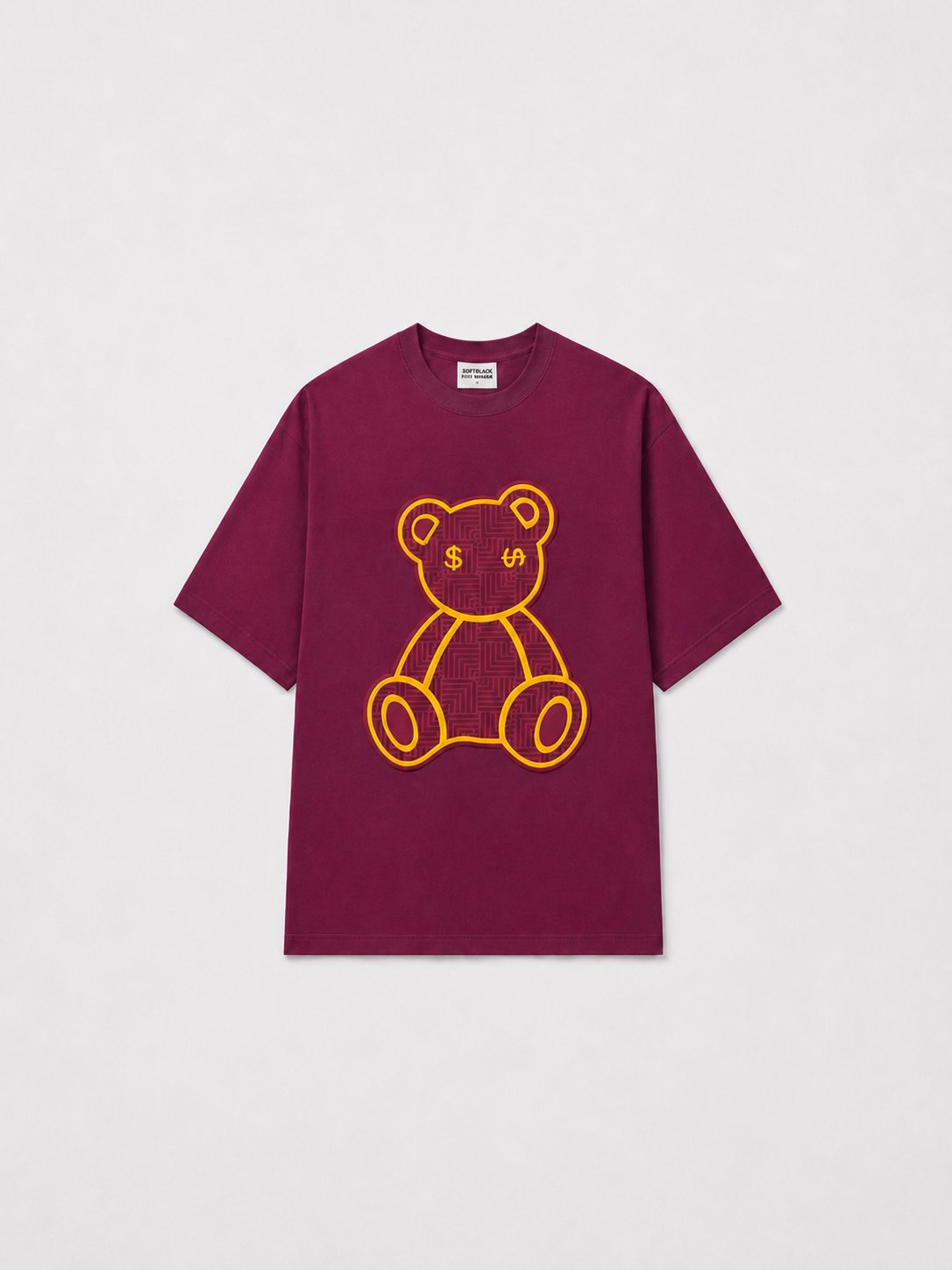 SCOTTBLAK Light Burgundy Luxe Puff Bear Oversized Tee