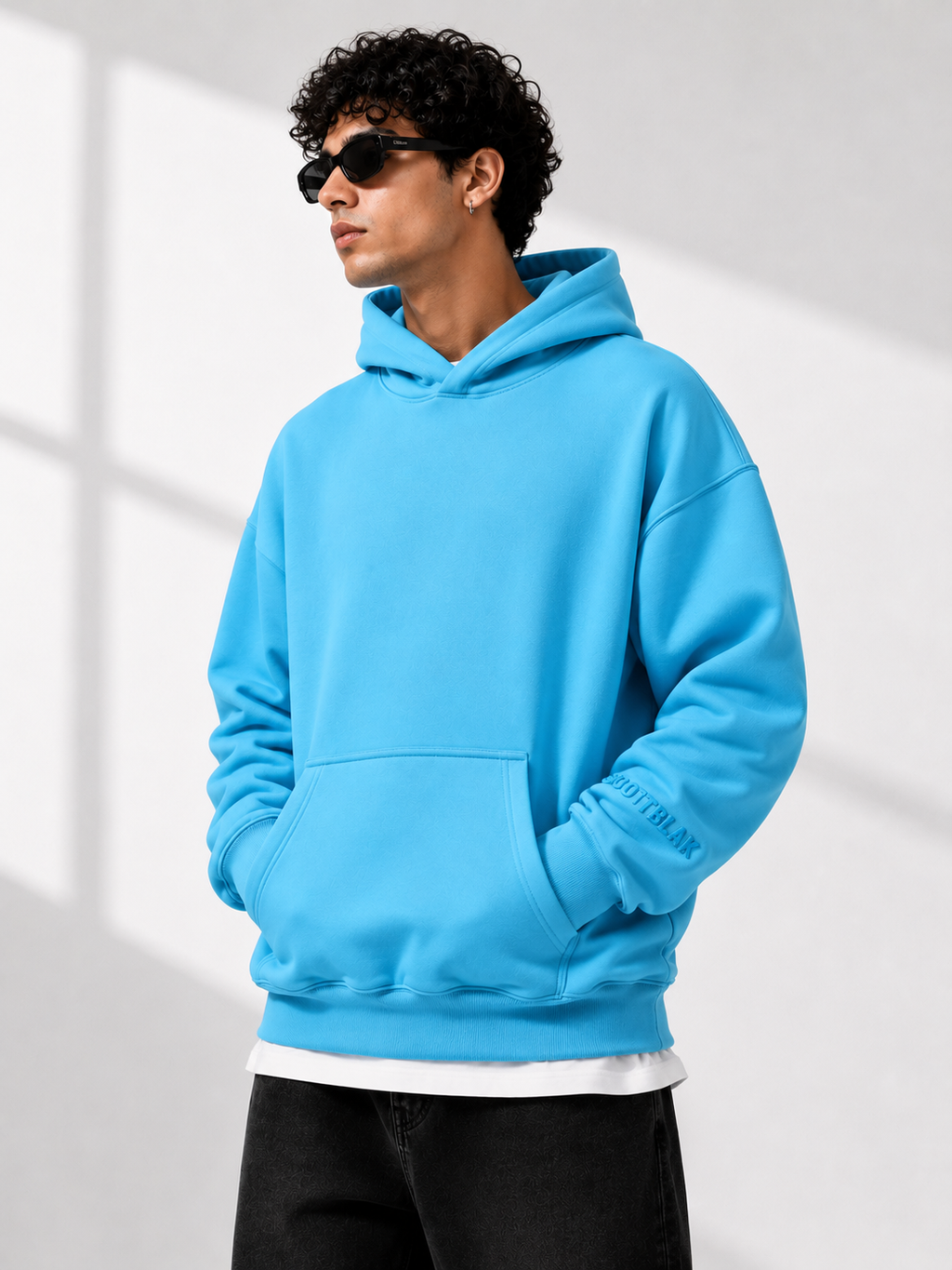 SCOTTBLAK Premium Oversized Aqua Blue Hoodie