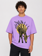 Oversized Purple Puff Print Zebra Graphic T-Shirt – Unisex Streetwear Tee
