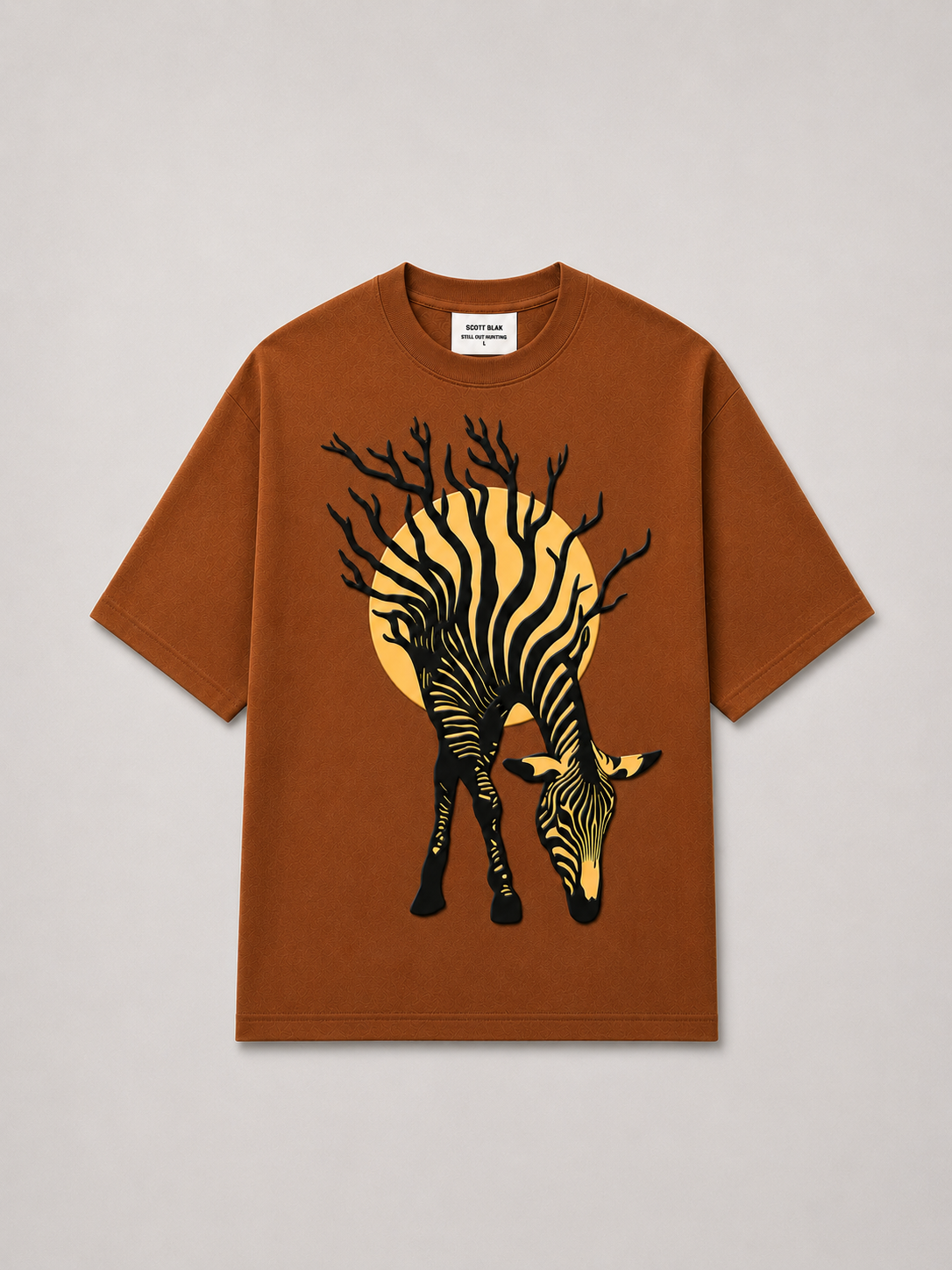 Brown Zebra Puff Print Oversized T-Shirt